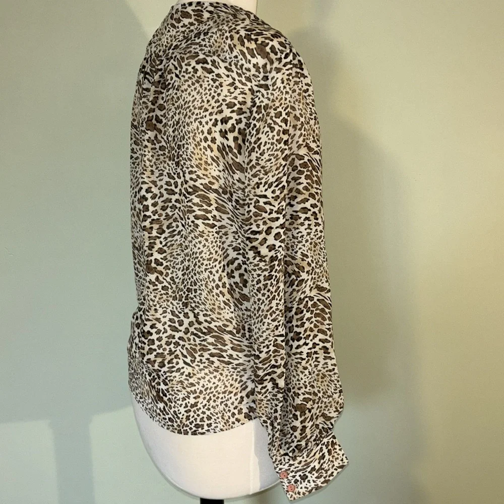 LULU’s sheer cuffed long sleeve animal print swim summer cover up womens medium - Picture 6 of 10